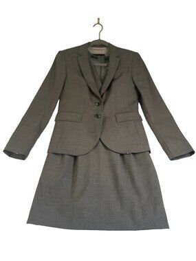Banana Republic Gray Wool Suit Set Blazer + Dress 6P Petite Career